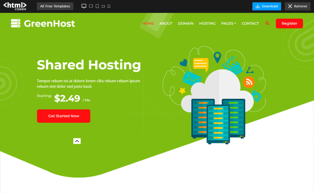 Modelo de site de hospedagem HTML5 / StreamHost