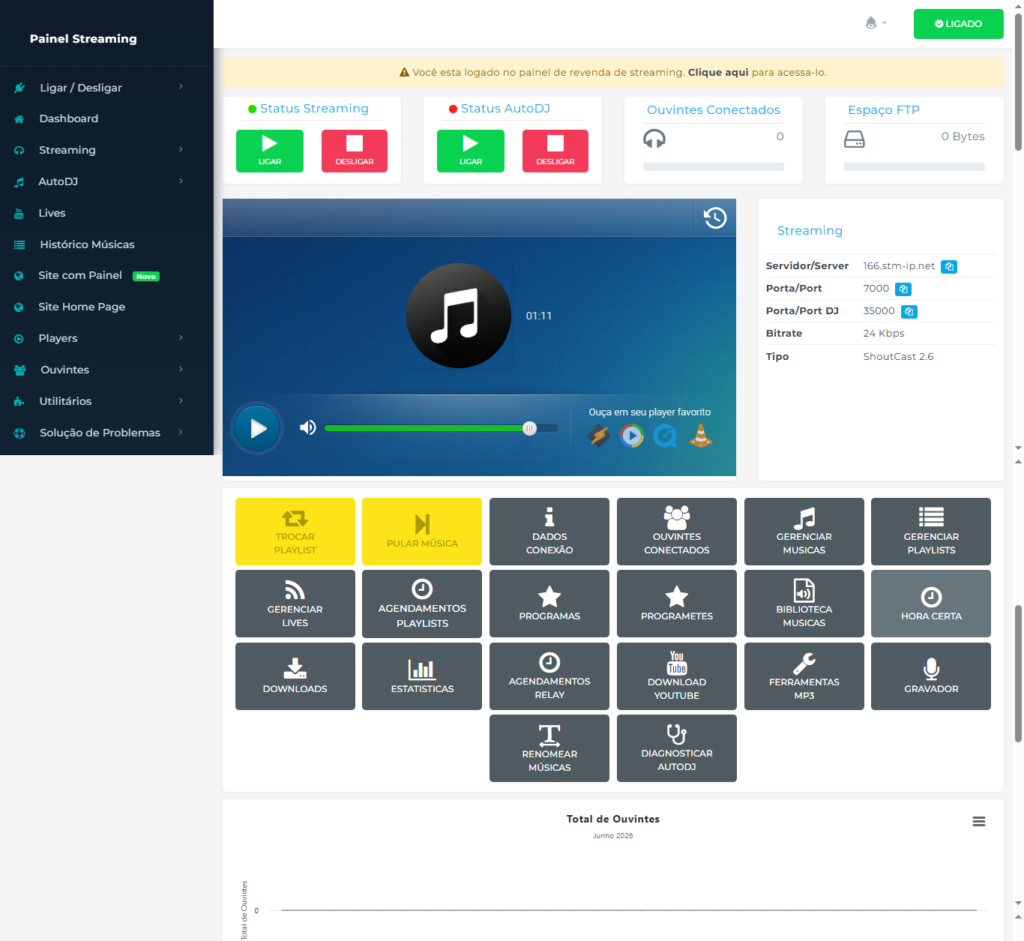 Teste de Streaming de Rádio / StreamHost